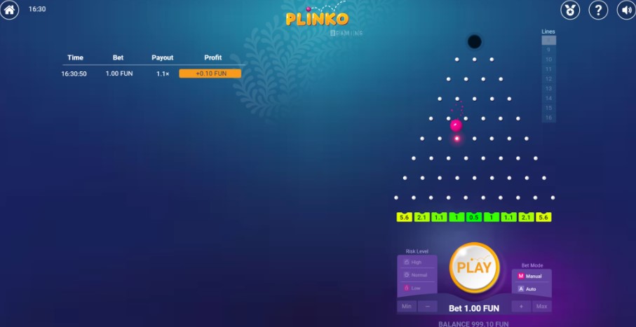 Plinko kaszinó játék online.